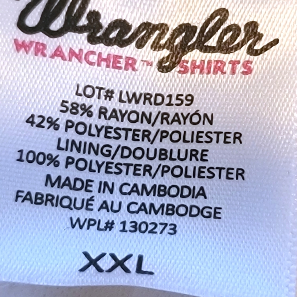 WRANGLER, WHITE,  LACE SHIRT DRESS,SIZE XXL - Picture 3 of 3